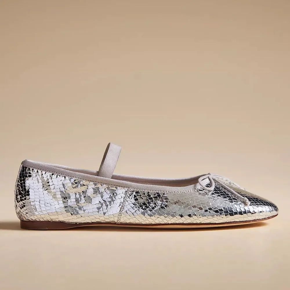 Loeffler Randall Leonie Ballet Flats in silver snakeskin